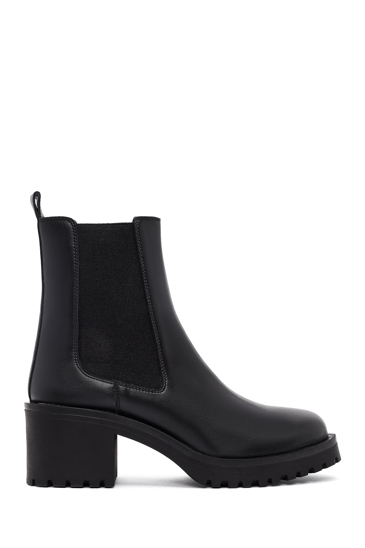 Woman Black Chunky-Heeled Chelsea Boots WF240006SV | Derimod