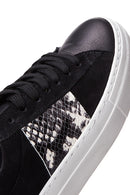 Women's Black Leather Patterned Sneaker | Derimod