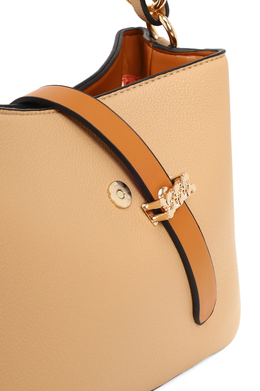 Woman Beige Long-Strap Shoulder Bag