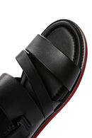 Men's Black Strappy Leather Sandals | Derimod