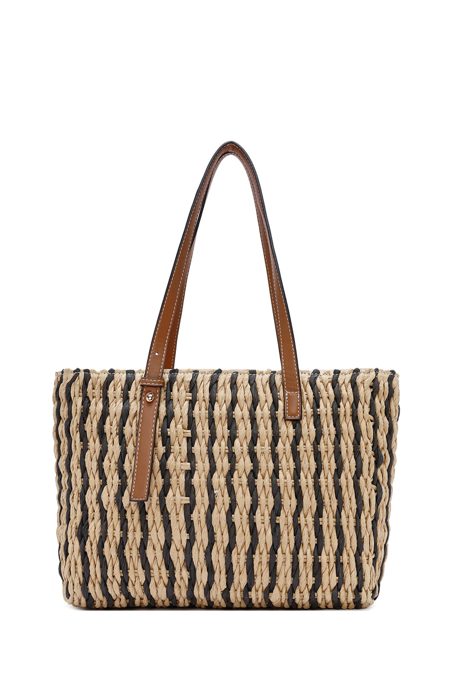 Women's Beige Straw Shoulder Bag