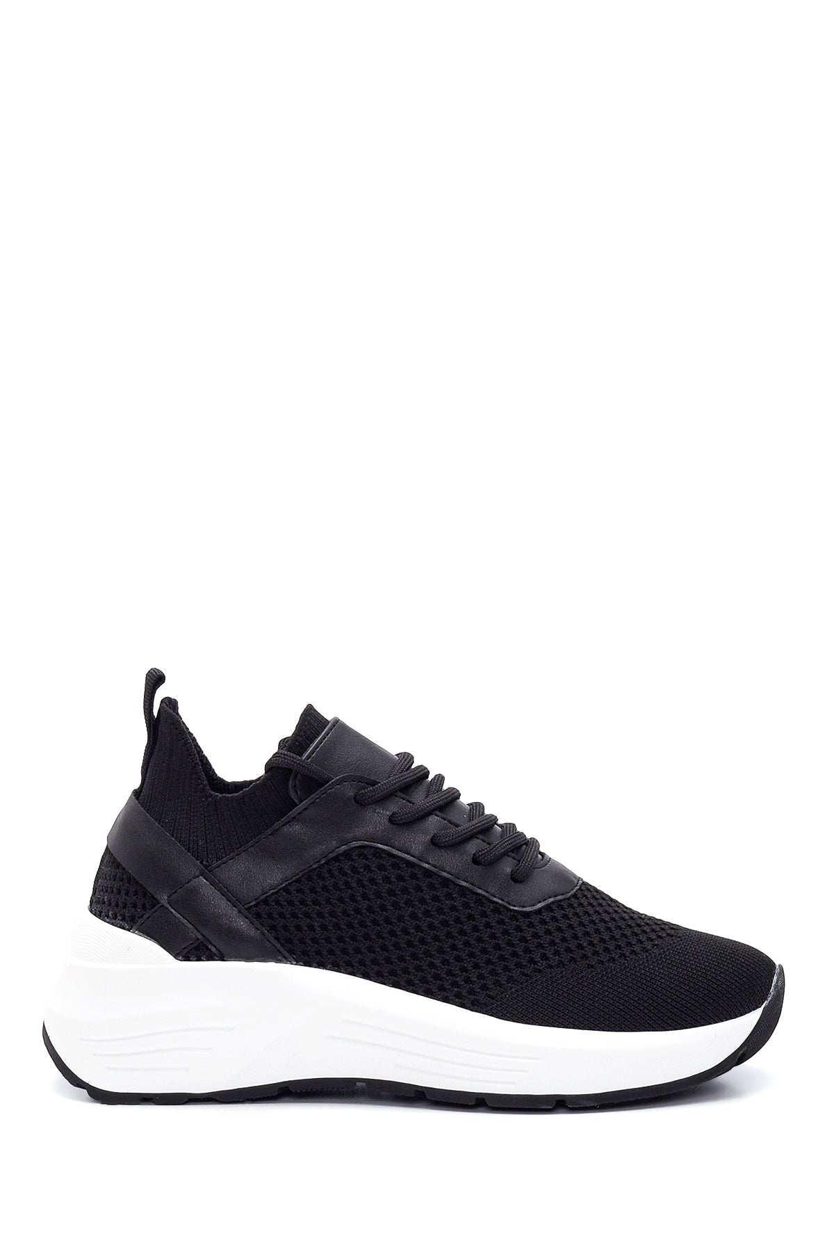 Women's Black Thick Soled Fabric Sneaker 22SFE21666F | Derimod