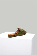 Women's Green Leather Slippers | Derimod