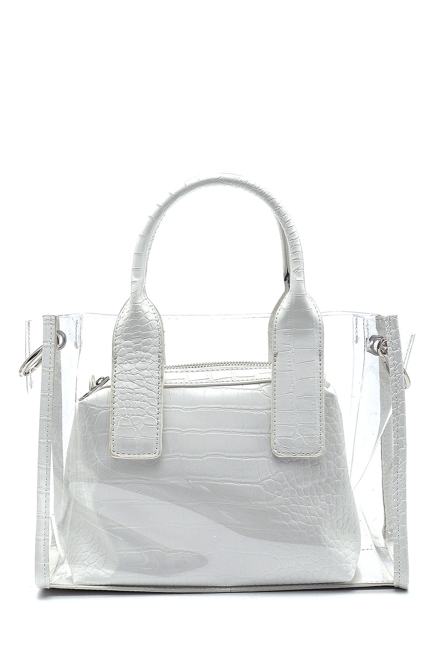 Women's Transparent Crocodile Patterned Shoulder Bag 21SBD2707PV | Derimod