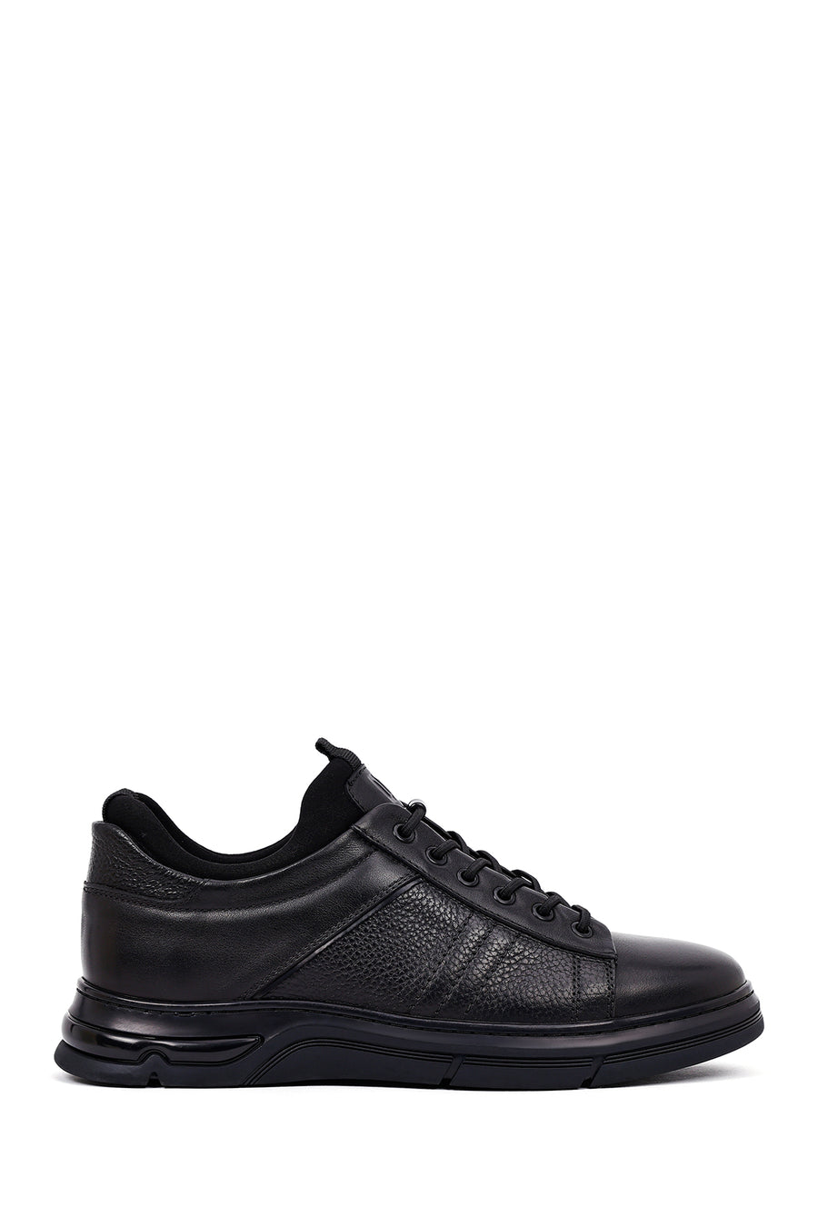Erkek Siyah Bağcıklı Deri Casual Sneaker 25WFD676618 | Derimod