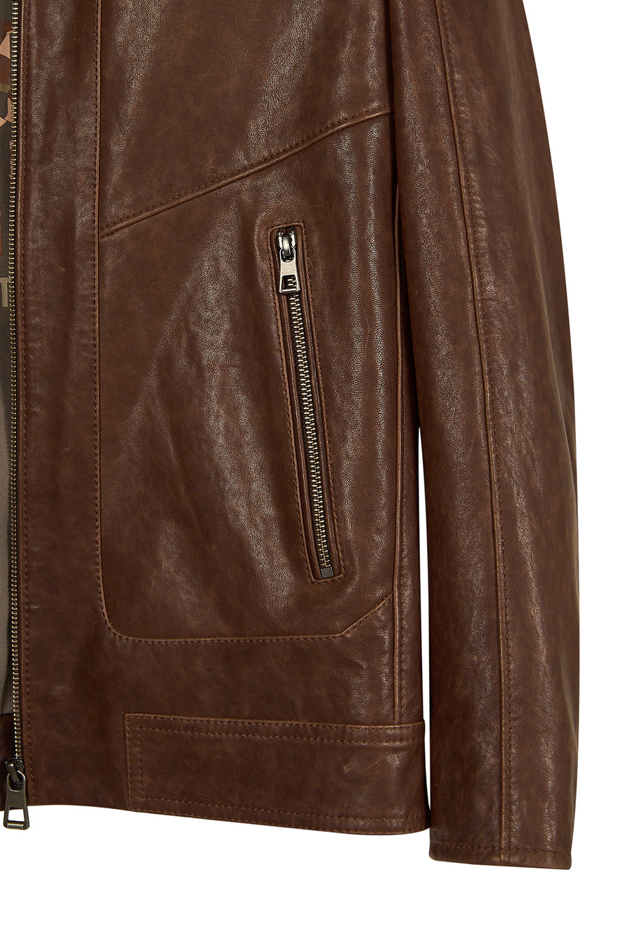 Luka Male Brown Slim-Fit Leather Jacket
