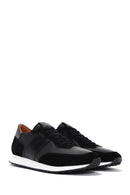 Men's Black Leather Suede Detailed Sneaker | Derimod