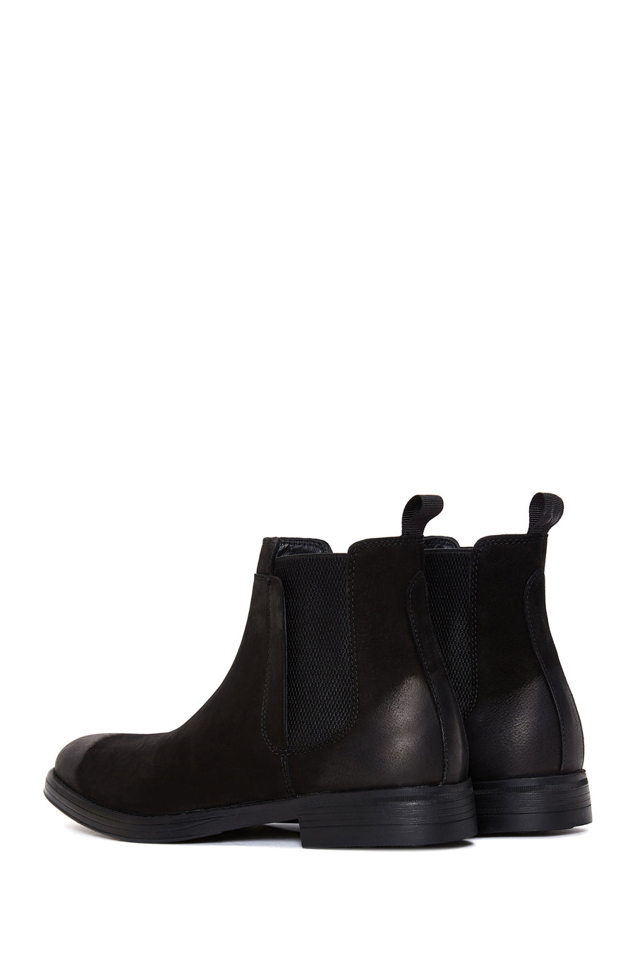 Men's Black Nubuck Leather Chelsea Flat Boots