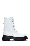 Women's White Leather Zippered Boots | Derimod