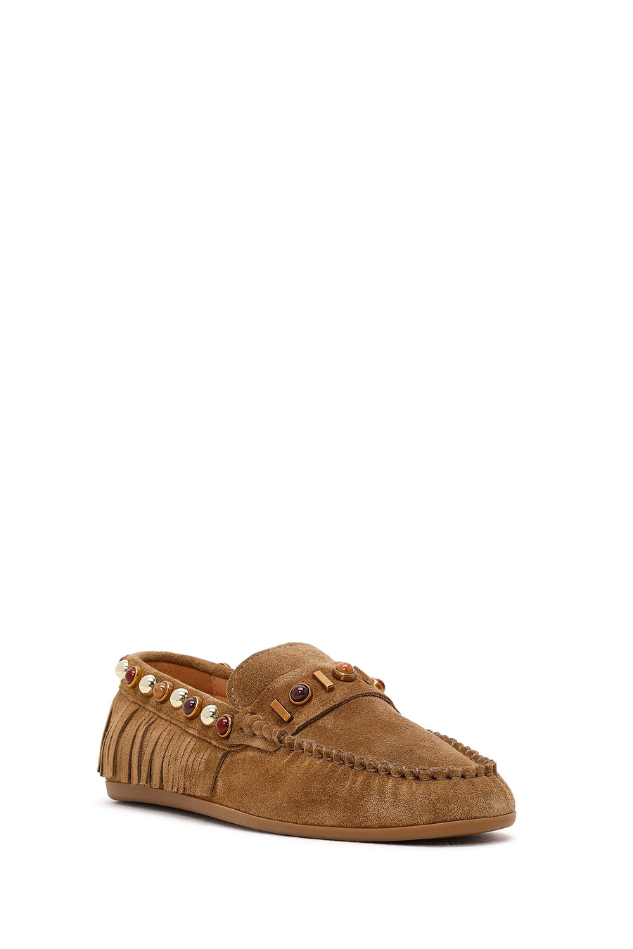Women's Camel Tassel Suede Leather Loafer