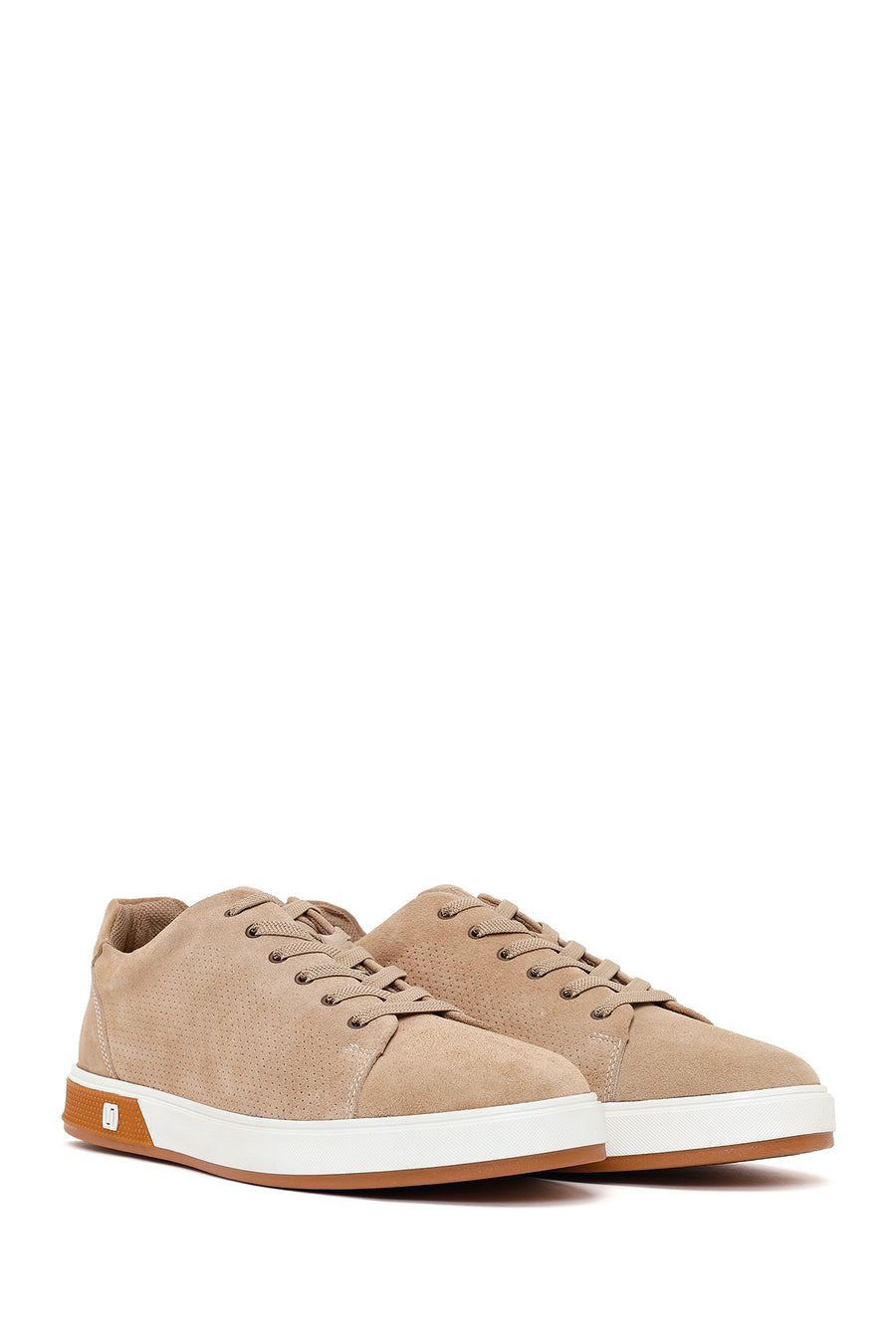 Male Beige Lace-Up Suede Leather Sneaker