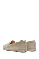 Women's Beige Leather Comfort Loafer | Derimod