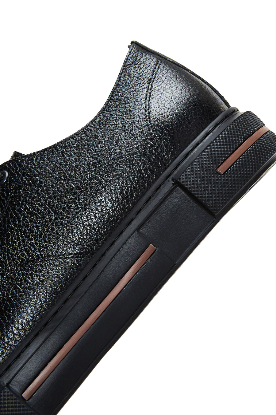 Men's Black Leather Thick Soled Sneaker