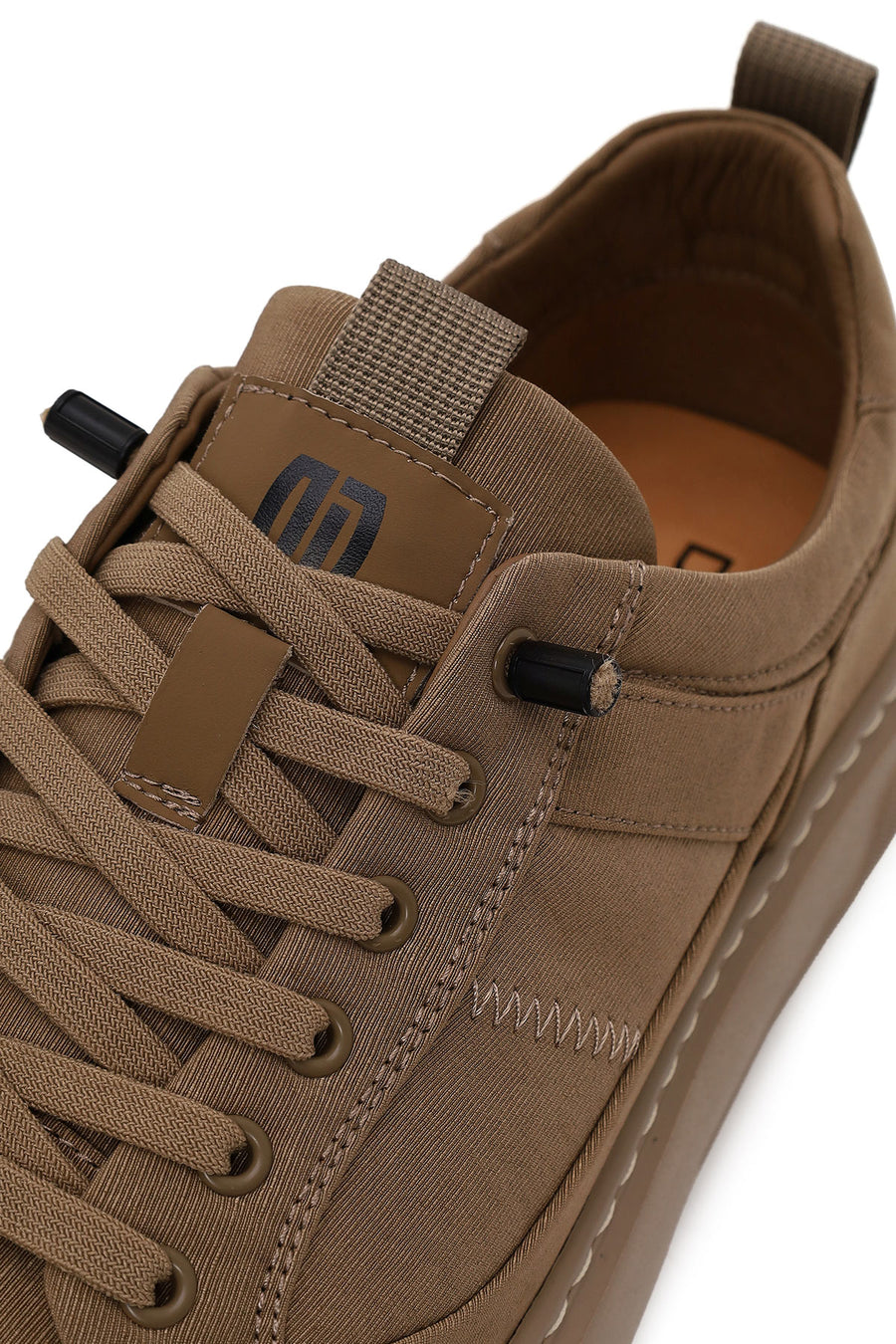 Derimod Zero Male Beige Lace-Up Thick-Soled Fabric Sneaker