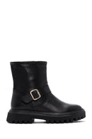 Women's Black Leather Buckle Boots | Derimod