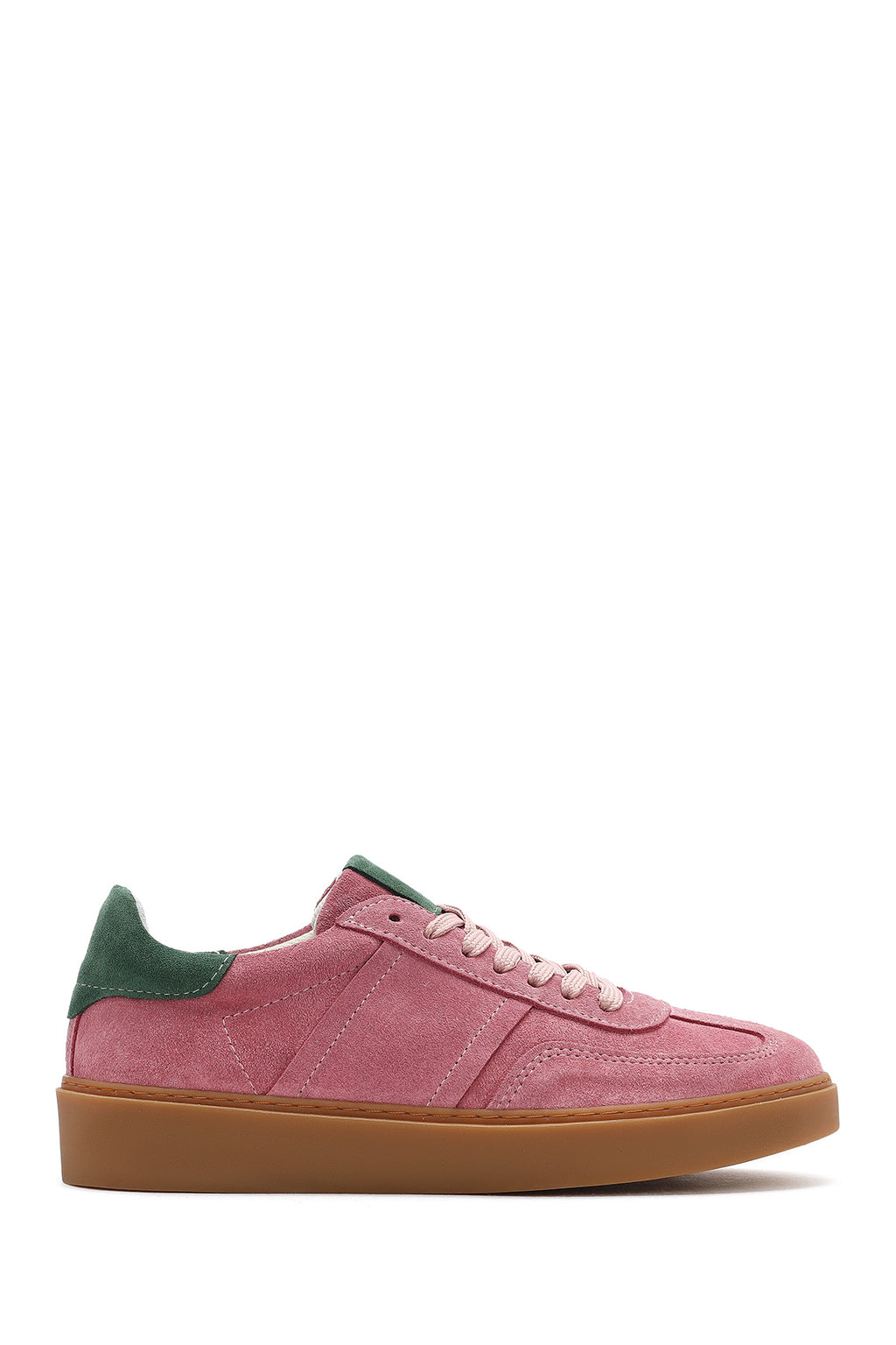 Kadın Pembe Bağcıklı Süet Deri Sneaker
