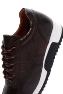 Erkek Kahverengi Bağcıklı Deri Sneaker | Derimod