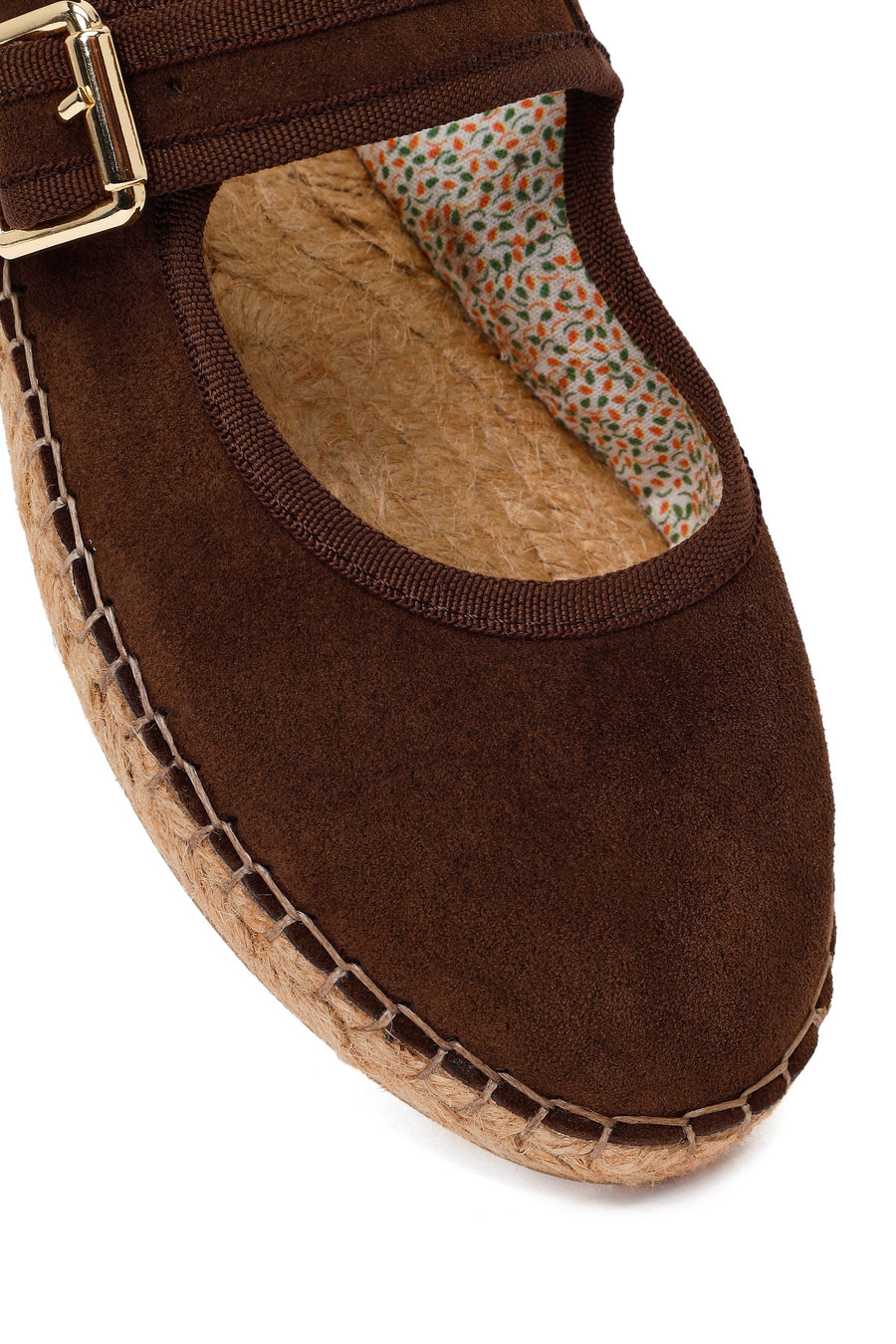 Women's Brown Strap Suede Leather Espadrilles