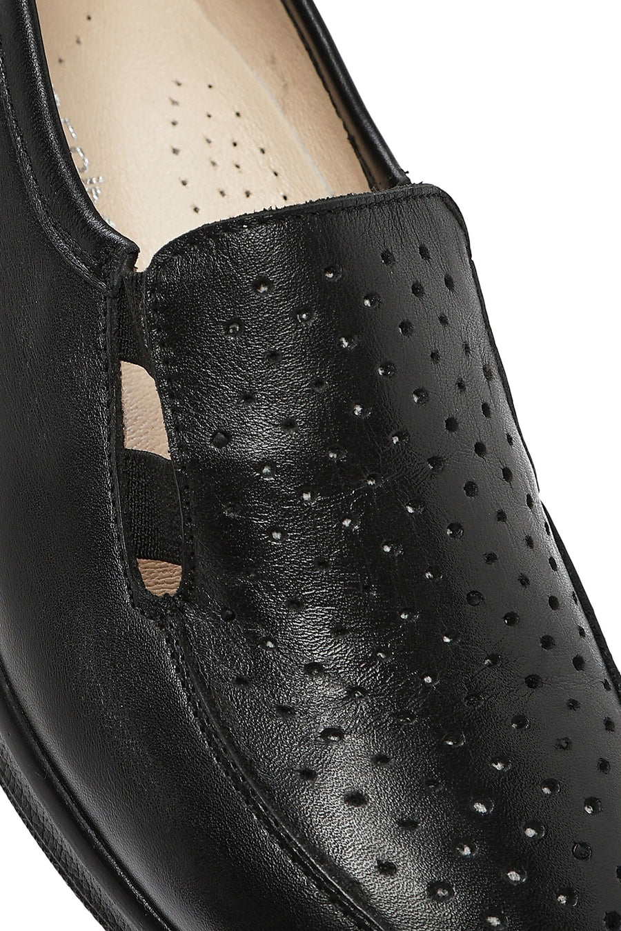 Women's Black Wedge Heel Leather Comfort Loafer