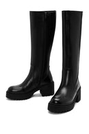 Women's Black Zippered Thick Heel Leather Boots | Derimod