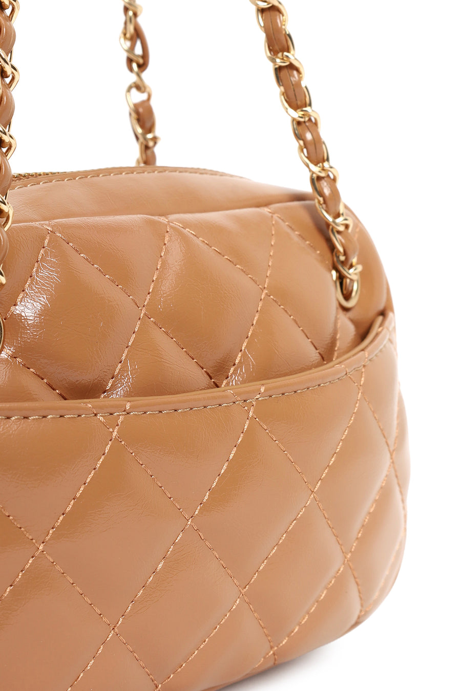 Woman Beige Quilted Crossbody Bag