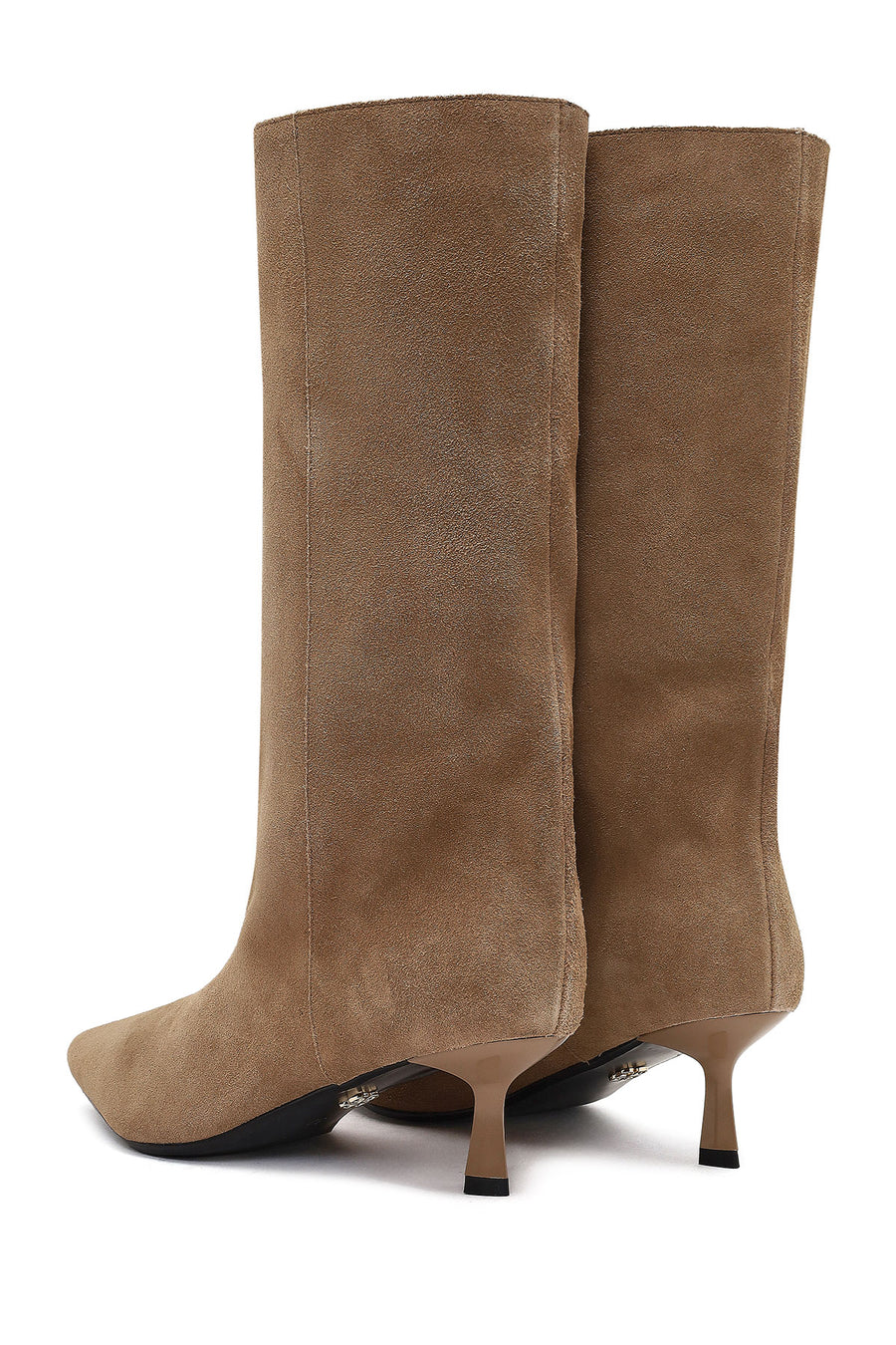 Women's Beige Thin Heeled Suede Leather Boot