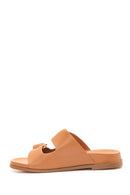 Women's Tan Double Buckle Slippers | Derimod