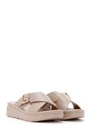 Women's Beige Thick Soled Comfort Slippers | Derimod