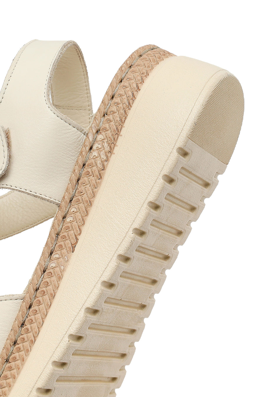 Women's Cream Thick-Soled Leather Comfort Sandals