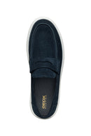 Geox Men's Navy Blue Deiven Suede Leather Casual Loafer | Derimod