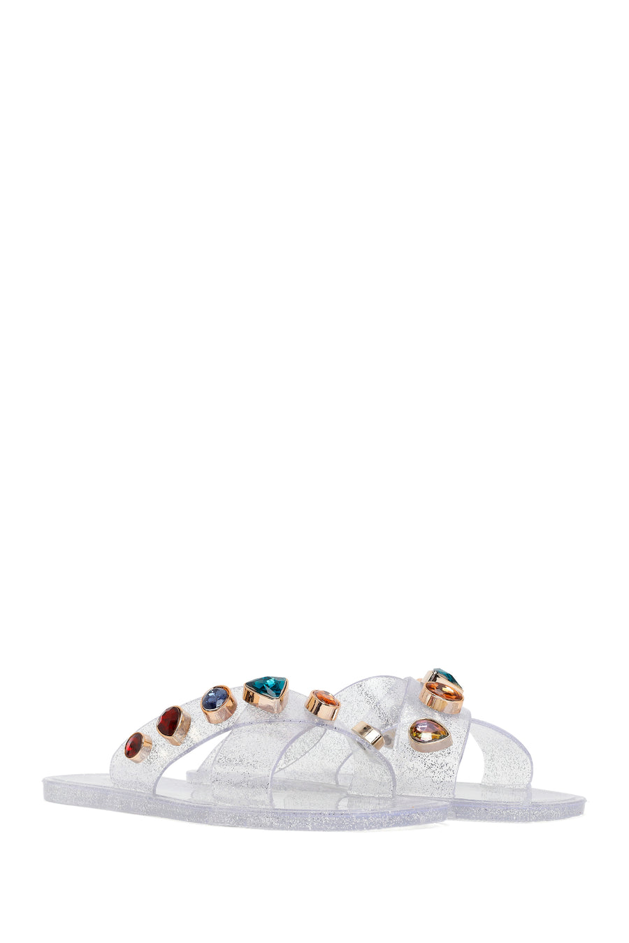 Woman Transparent Rhinestone Jelly Slipper