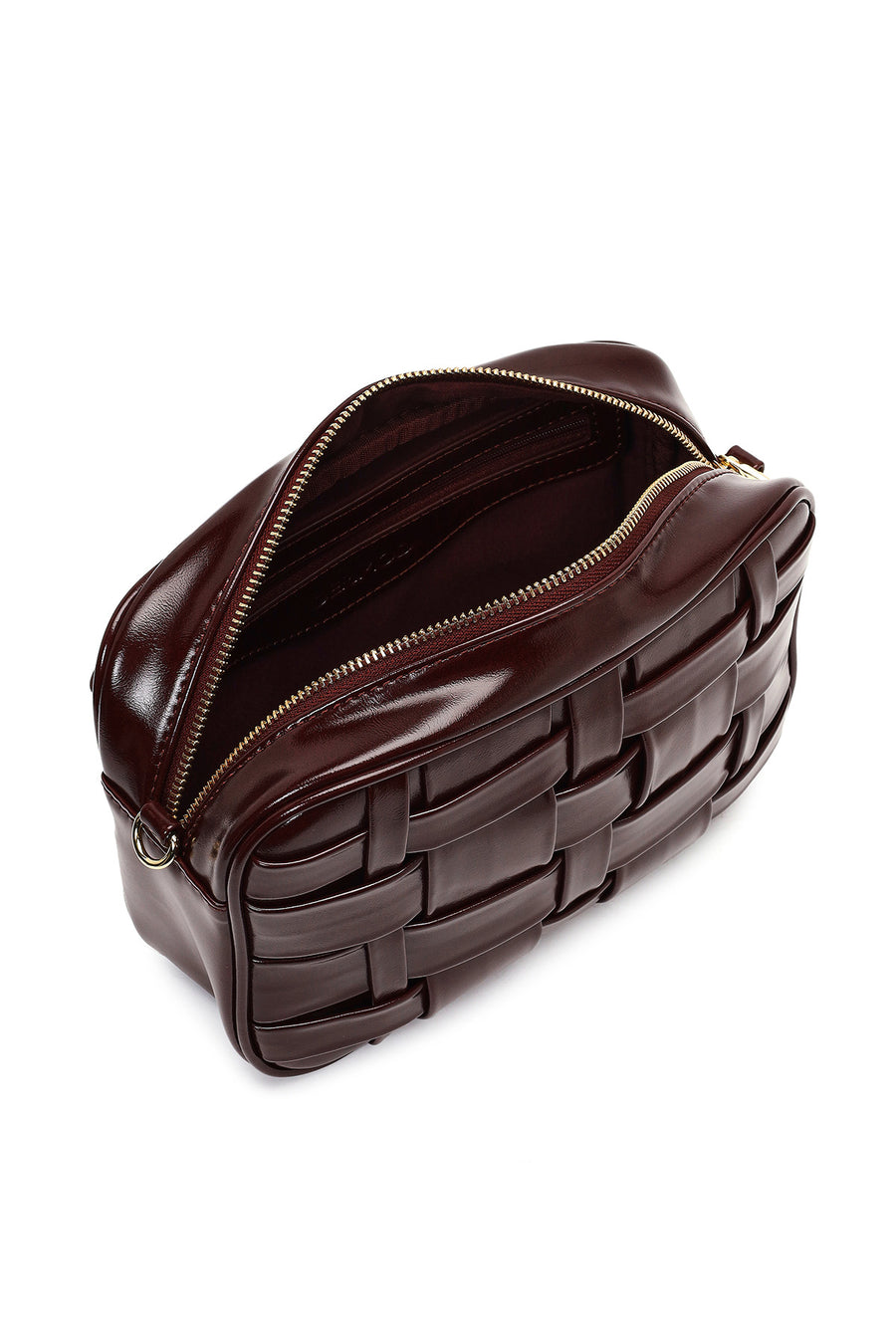 Woman Burgundy Braided Crossbody Bag