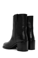 Women's Black Thick Heeled Leather Boots | Derimod