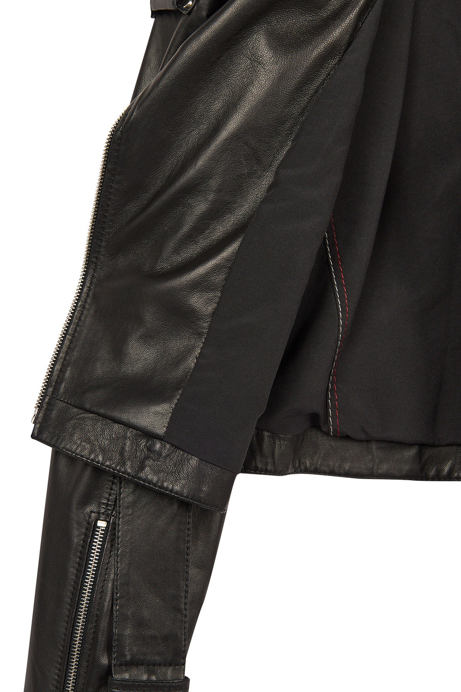 Avanti Woman Black Off-Shoulder Short Biker Leather Jacket