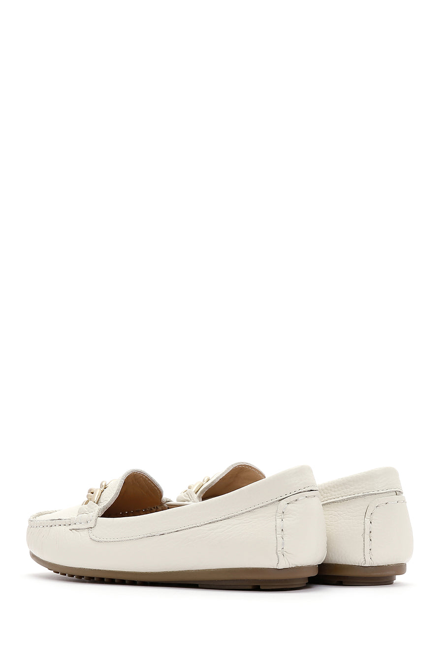 Kadın Bej Toka Detaylı Deri Casual Loafer