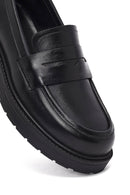 Kadın Siyah Kalın Tabanlı Deri Maskülen Loafer | Derimod