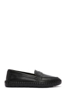 Women's Black Leather Comfort Loafer | Derimod