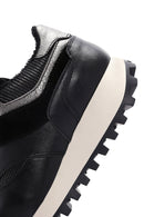 Women's Black Thick Soled Leather Sneaker | Derimod