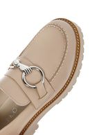 Women's Beige Thick Soled Leather Masculine Loafer | Derimod