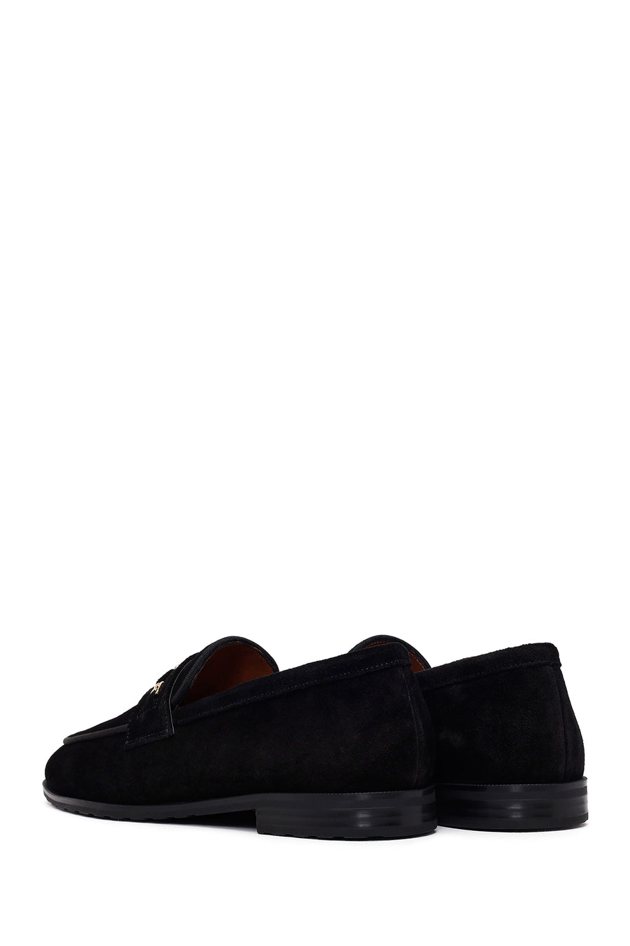 Woman Black Buckled Suede Masculine Loafer