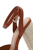 Kadın Taba Bilekten Tokalı Platform Yüksek Kalın Topuklu Sandalet | Derimod