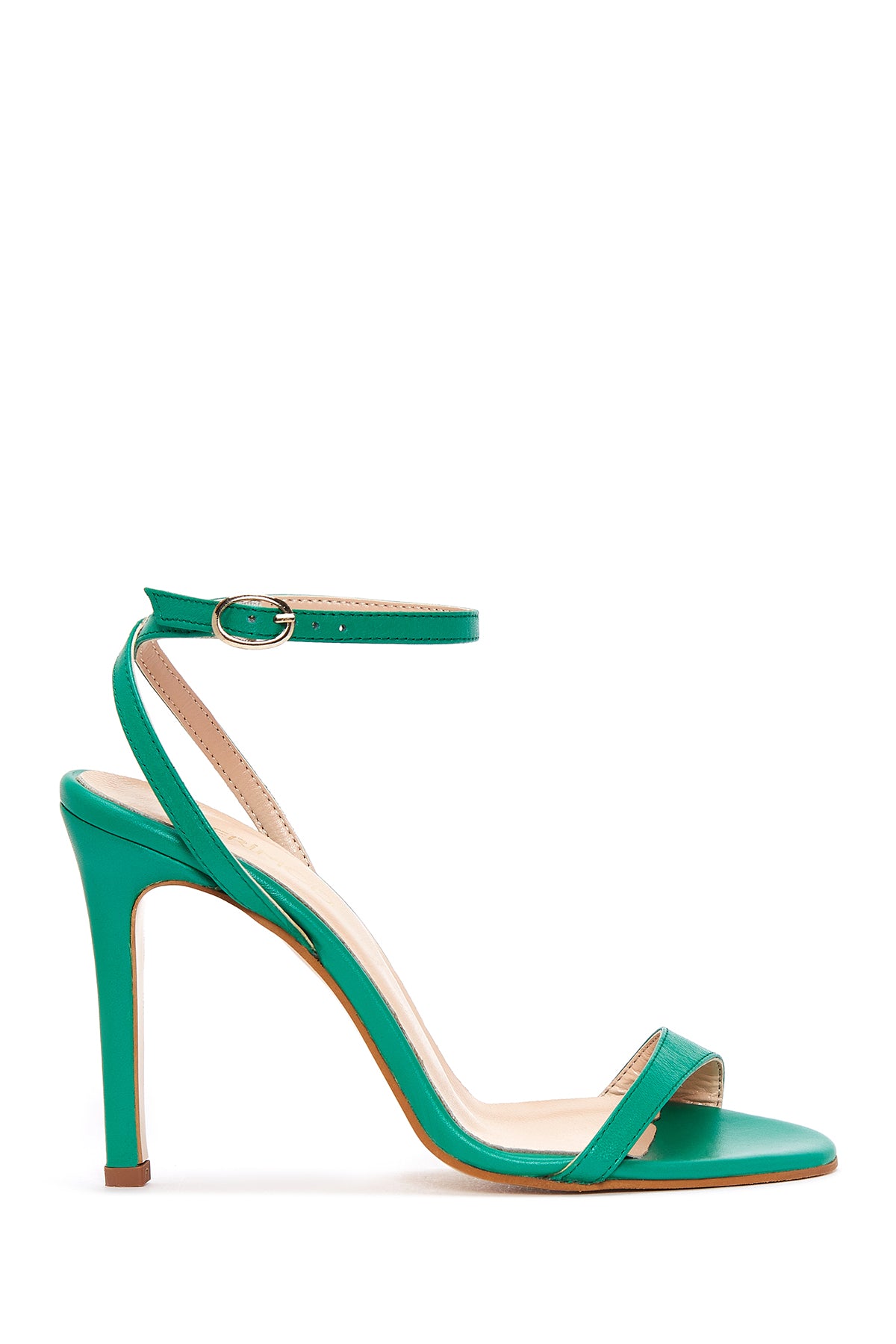 Women's Green Leather Heeled Sandals 22SFD162718 | Derimod