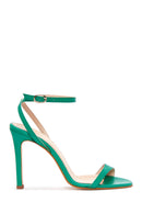 Women's Green Leather Heeled Sandals | Derimod