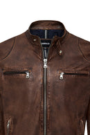 Immobile Men's Brown Sport Leather Jacket | Derimod