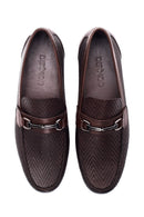 Erkek Kahverengi Deri Baskılı Casual Loafer | Derimod