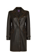 Belinda Woman Black Vintage Leather Trench Coat | Derimod