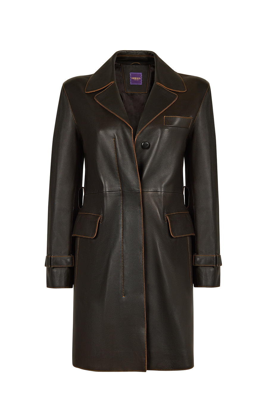 Belinda Woman Black Vintage Leather Trench Coat