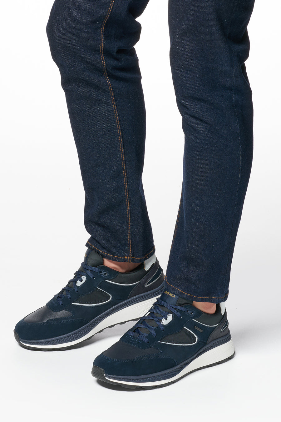 Geox Erkek Lacivert Spherica Actif X1 Abx Bağcıklı Waterproof Deri Sneaker