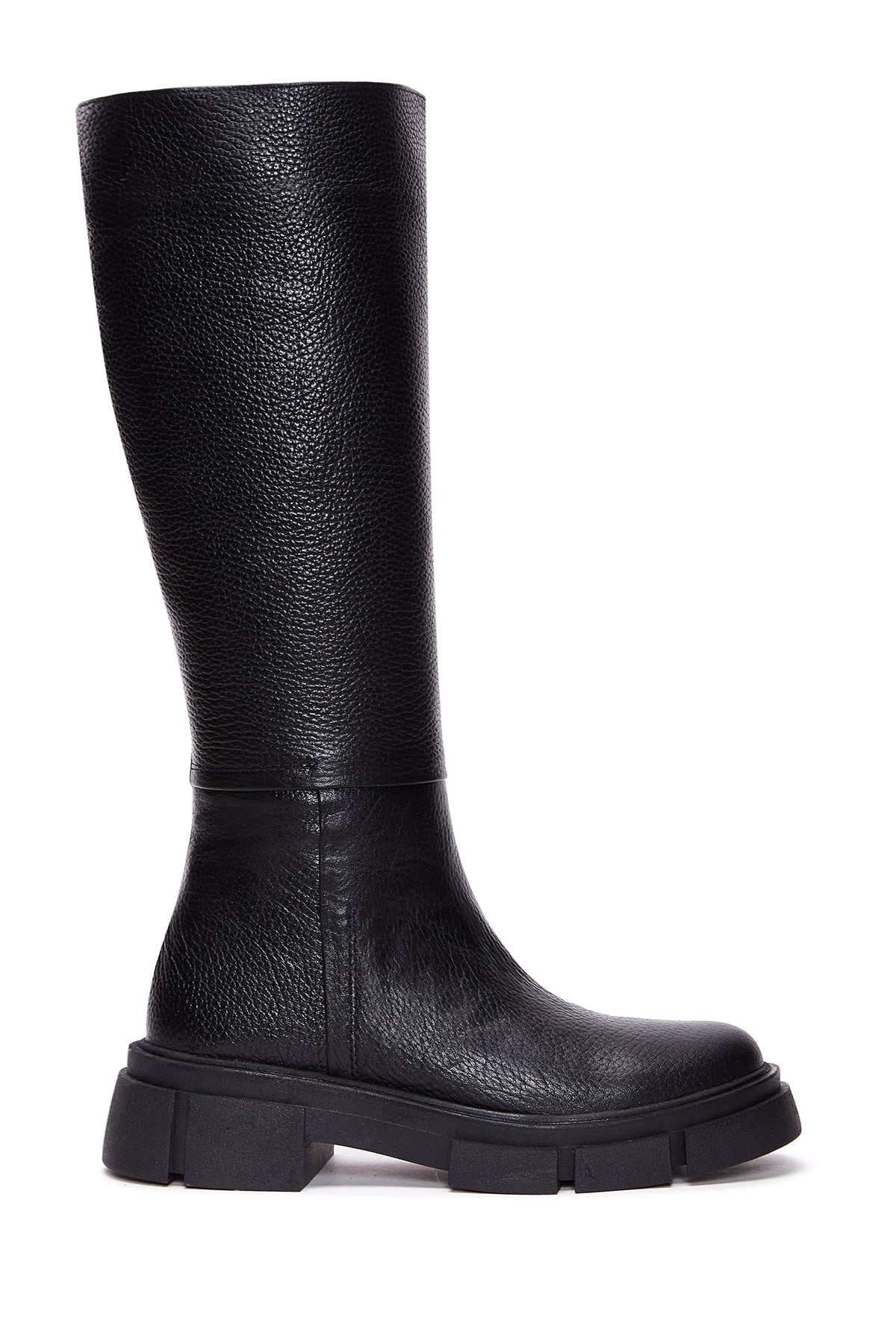 Women's Black Zippered Leather Boots 23WFD1321FT | Derimod