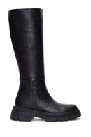 Women's Black Zippered Leather Boots | Derimod